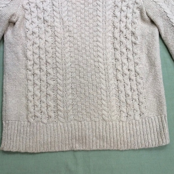 Loft Women's Cable Knit Long Sleeve Crew Neck Sweater Beige Size M - Picture 3 of 5